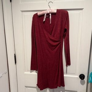 Prana Deep Red Long Sleeve Dress